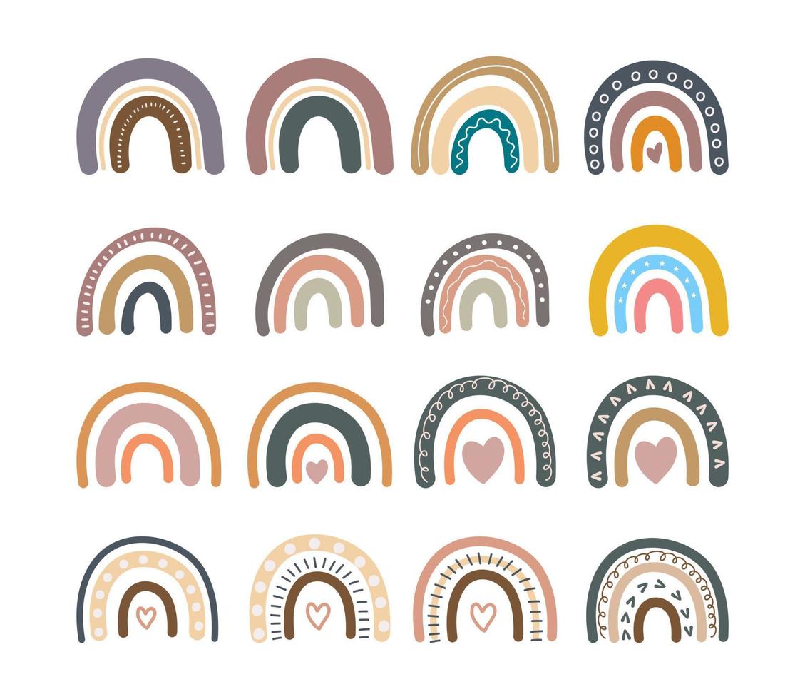 Organic Boho Rainbow Illustration vector