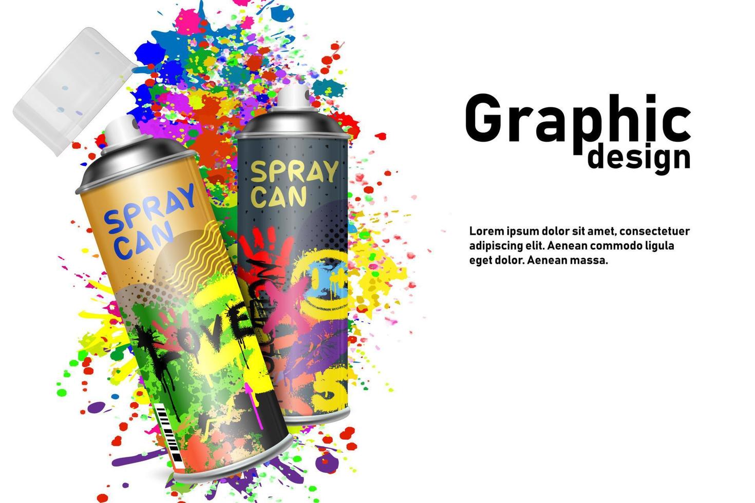 Aerosol paint for graffiti with art design elements. Design template, poster. vector