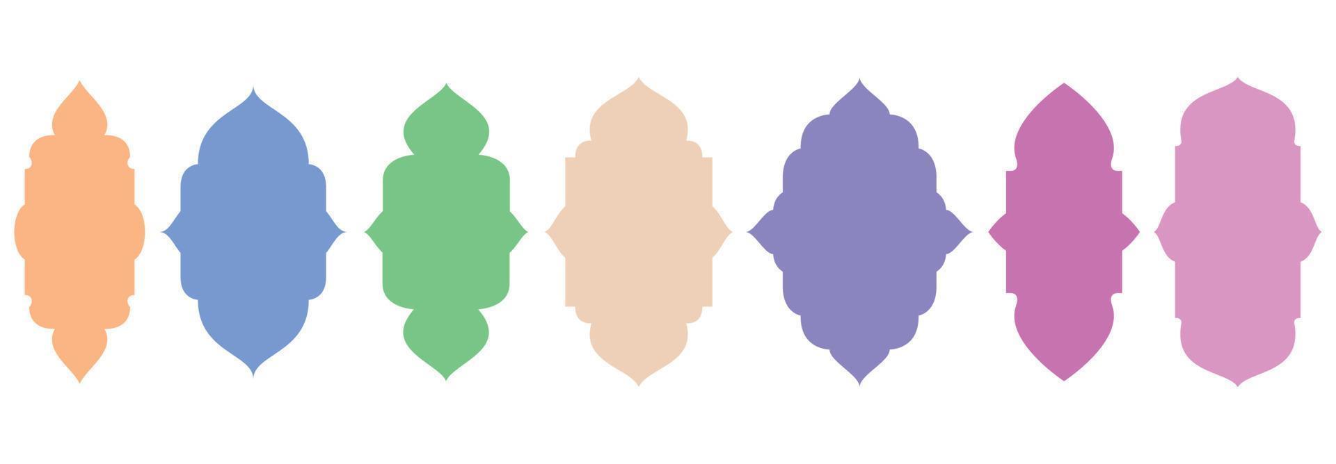 set simple islamic arches windows in soft color. islamic theme ornament. vector illustrations EPS10