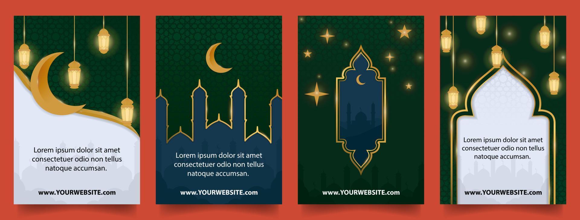 set islamic ramadan vertical design vector template. for card, poster and banner. islamic ramadan theme. vector illustrations EPS10