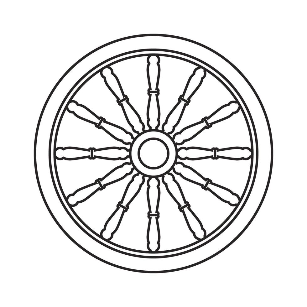 Old wooden wheel icon vector
