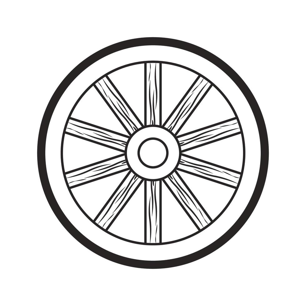 antiguo de madera rueda icono vector