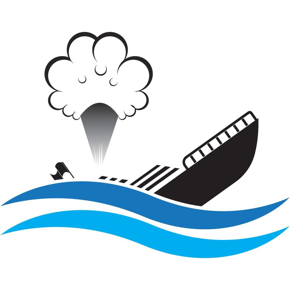 burning or sinking ship icon vector