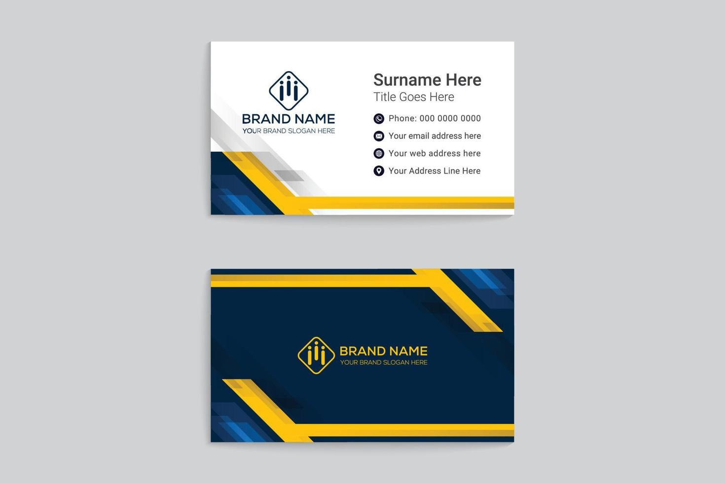 Professional elegant blue and yellow modern business card design template vector