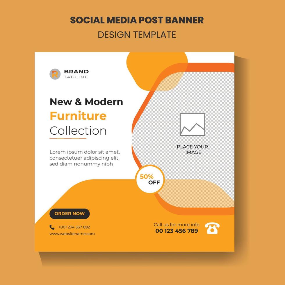 Modern Furniture Sale Socia Media Post Template and web Banner Post Design Template Free Vector. vector