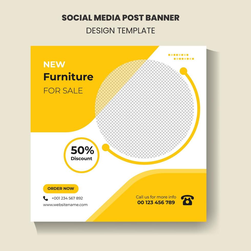 Modern Furniture Sale Socia Media Post Template and web Banner Post Design Template Free Vector. vector