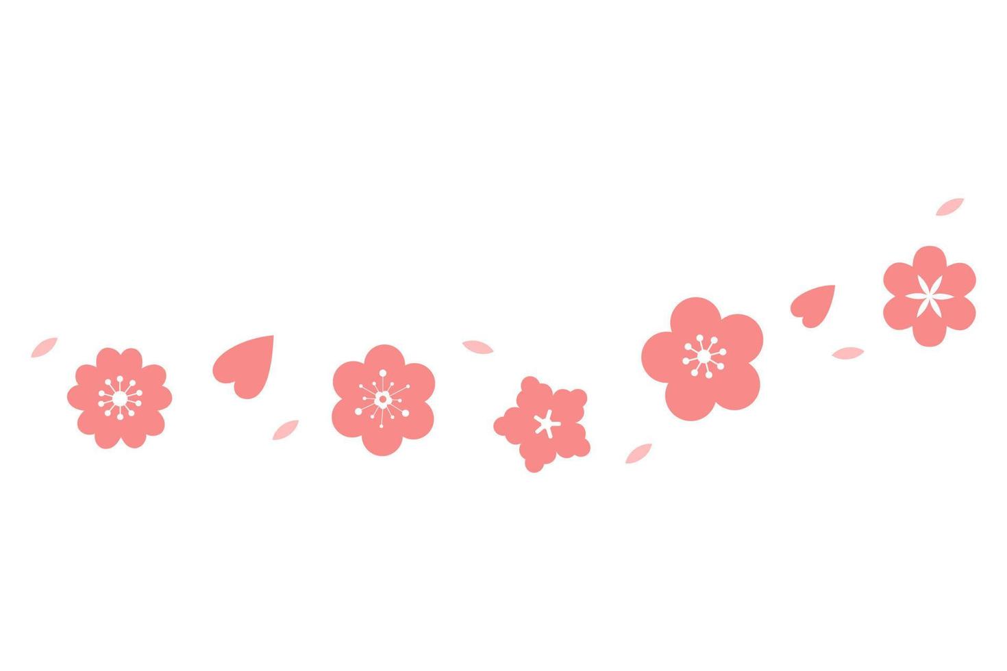 Sakura in the wind. Cherry blossom element set. Vector flat illustration.
