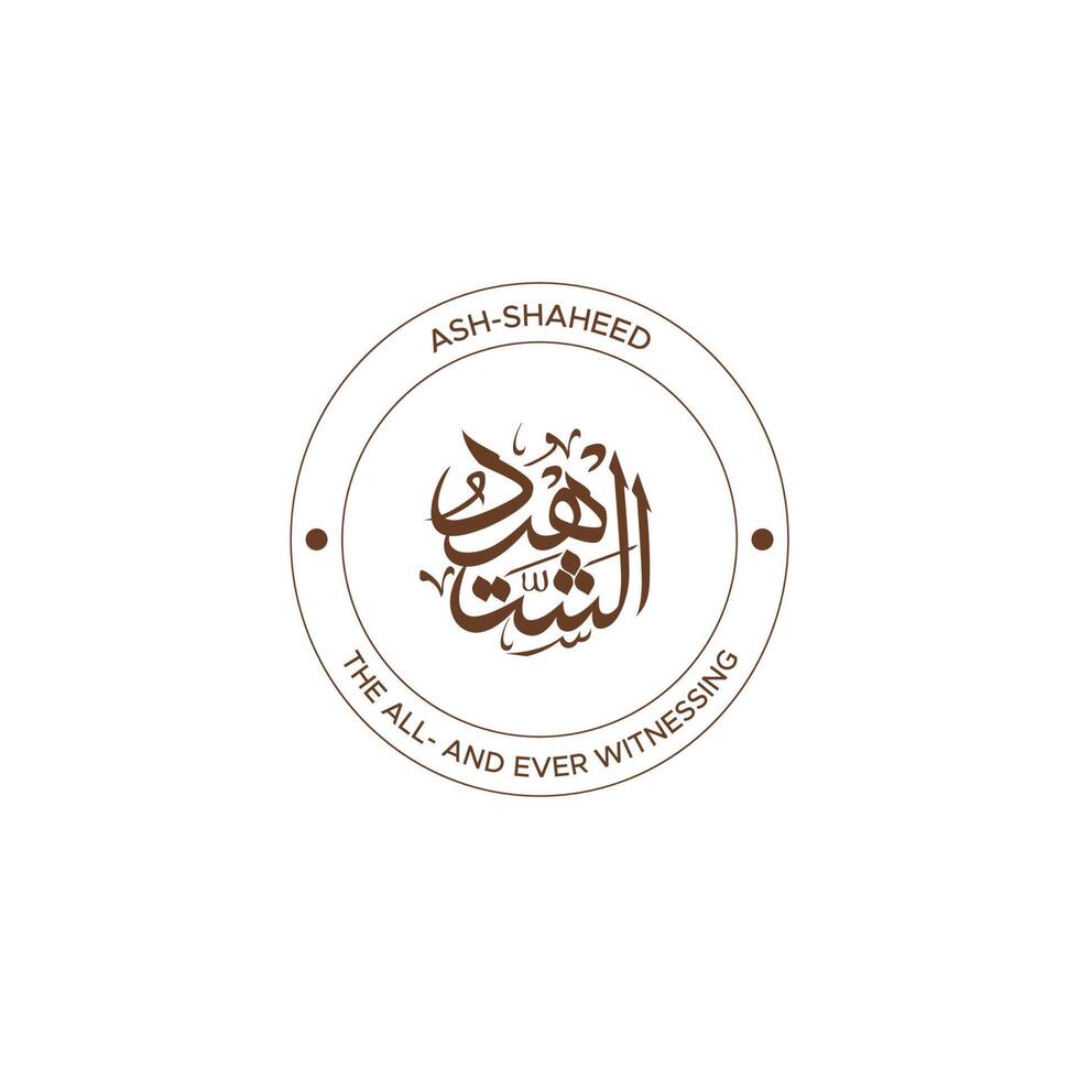 Allah's Name with meaning in Arabic Calligraphy Style vector