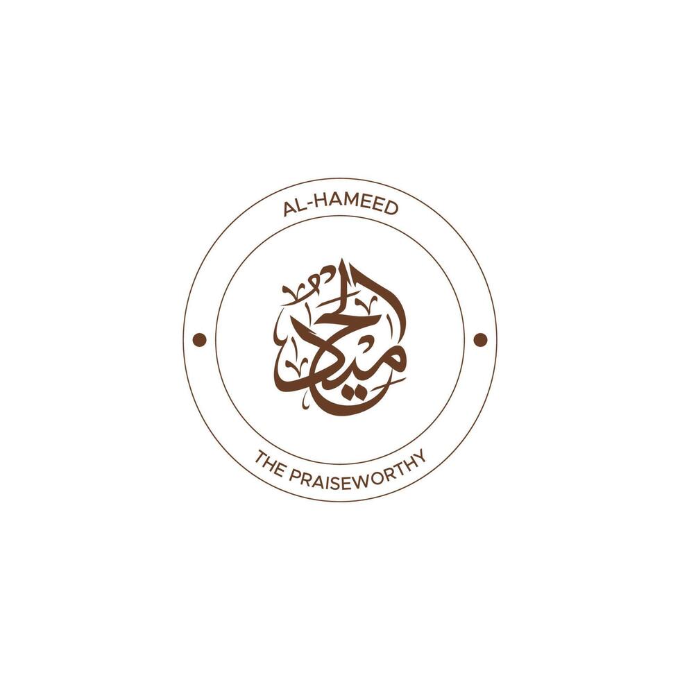 Allah's Name with meaning in Arabic Calligraphy Style vector