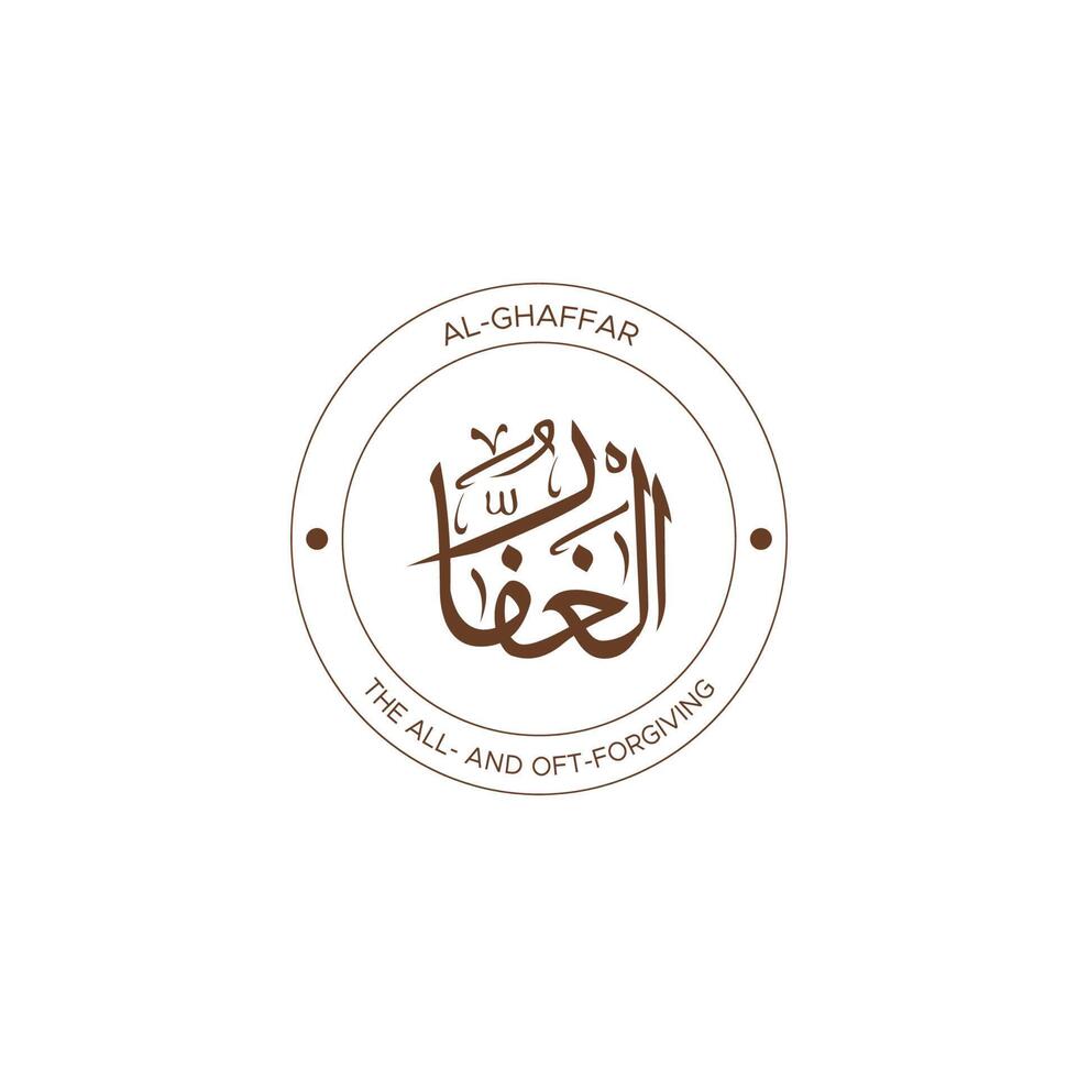 Allah's Name with meaning in Arabic Calligraphy Style vector