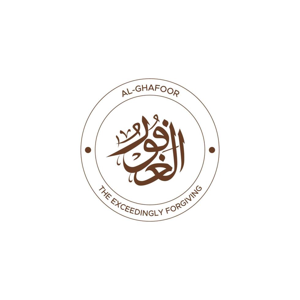 Allah's Name with meaning in Arabic Calligraphy Style vector