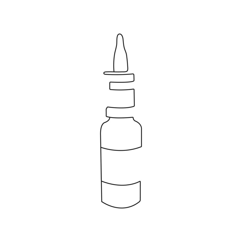 Nasal spray bottle. One line art. Healthcare and medical concept. Hand drawn vector illustration.