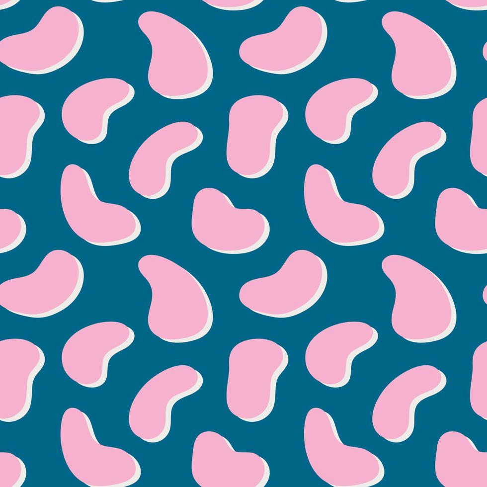 Abstract blob seamless pattern in pink, blue and white colors. Vector artistic background with hand drawn organic shapes. Liquid irregular figures. Print for surface wrapping, fabric design, textile