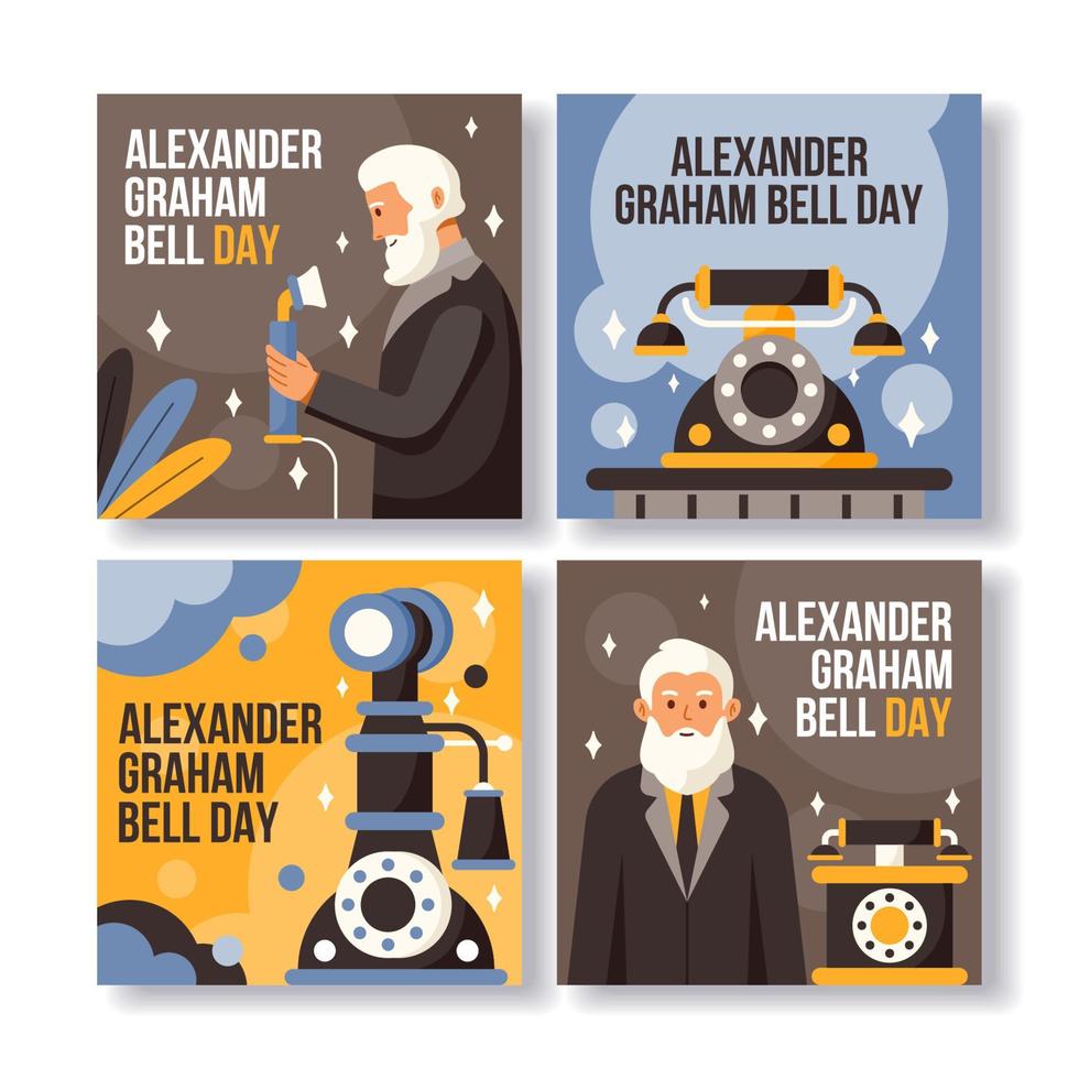 Alexander Graham Bell Day Social Media vector