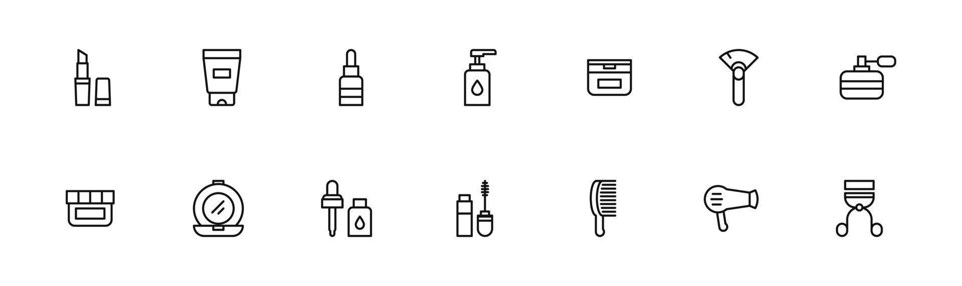 Makeup Tools and Cosmetics Icon Set vector