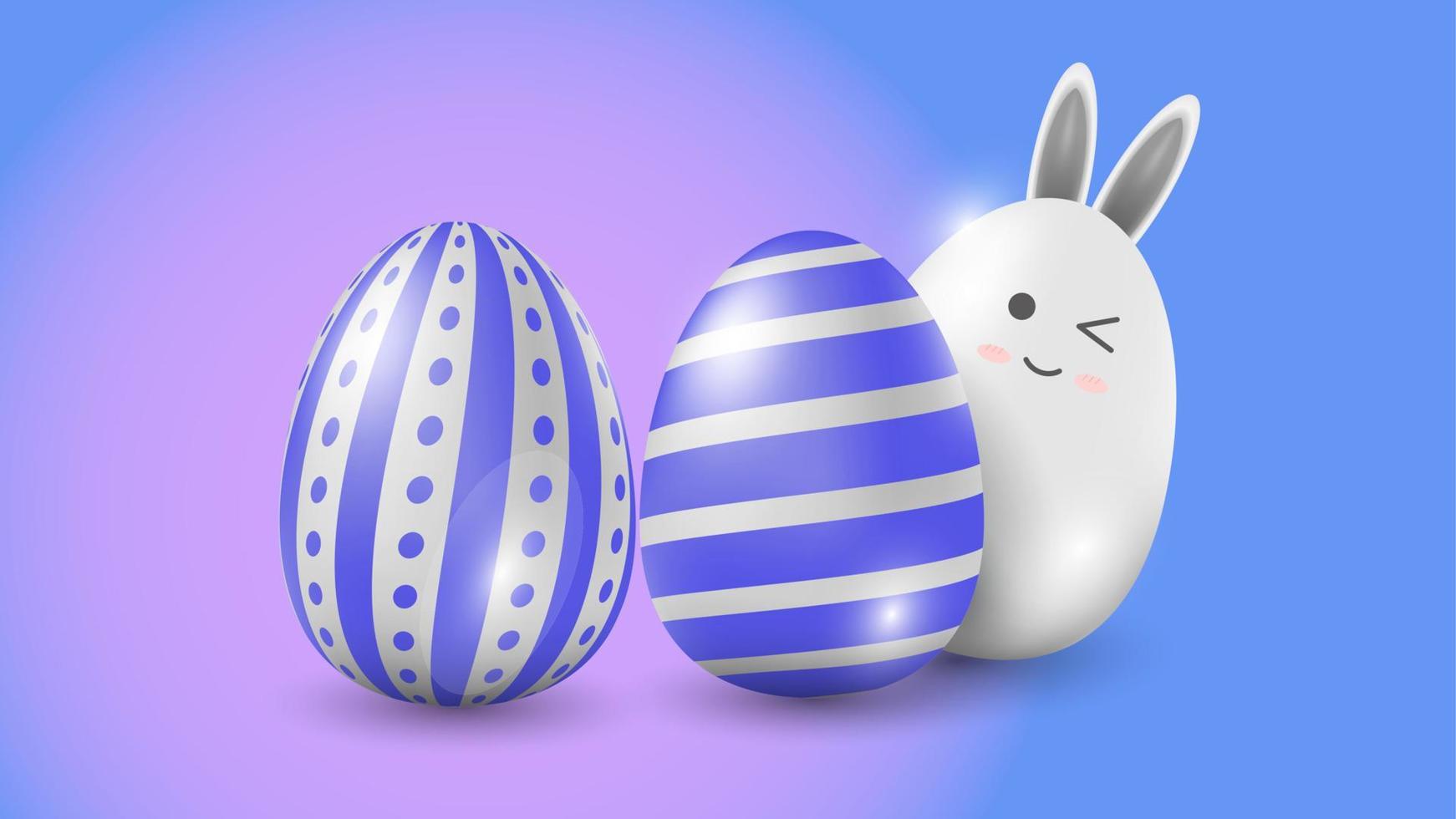 Composition of 3D Easter eggs. Holiday background vector