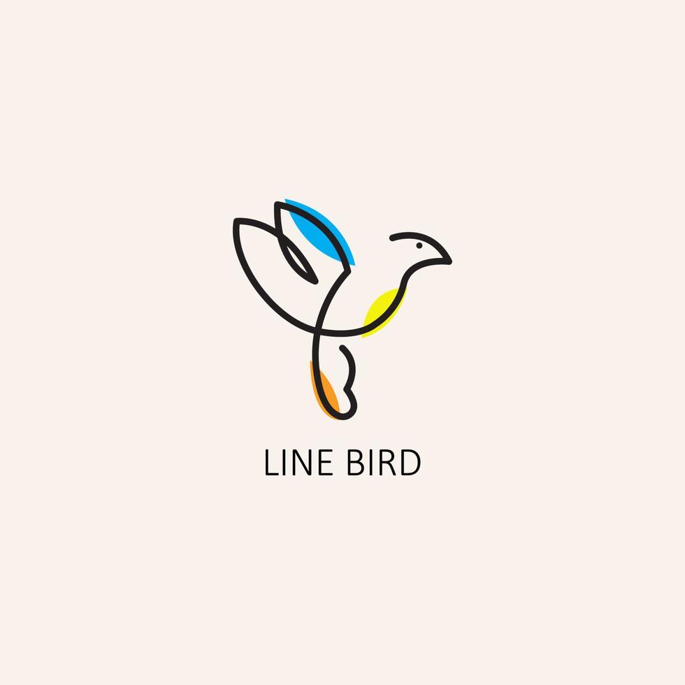 single line flying bird logo vector