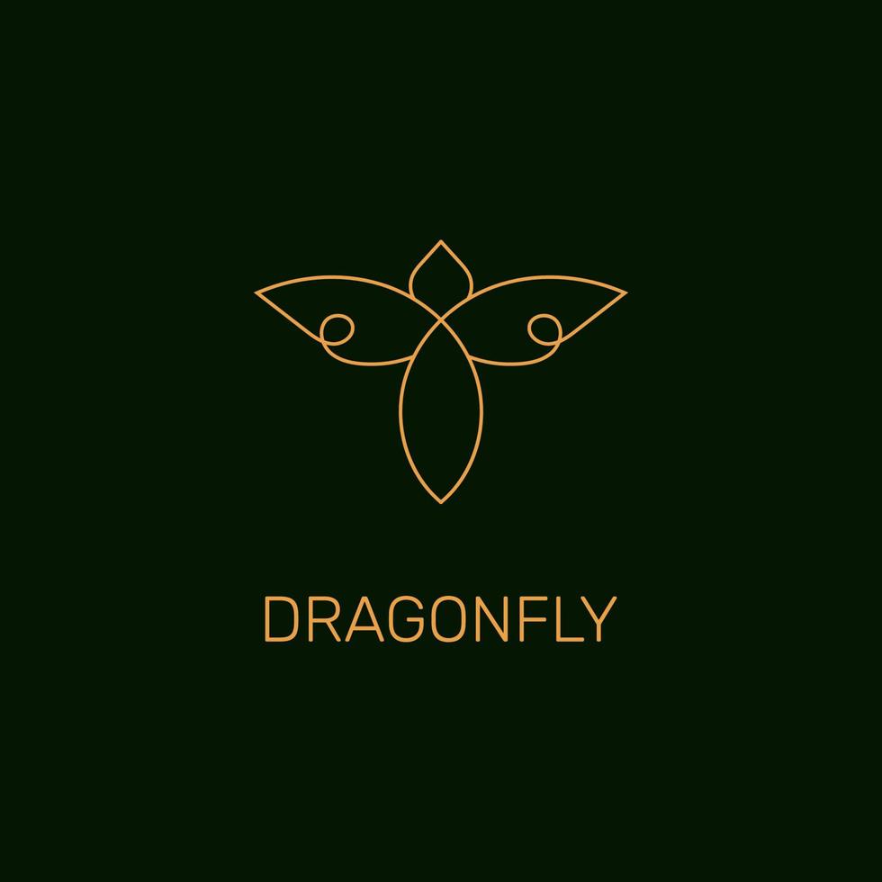 dragonfly monoline logo design simple vector