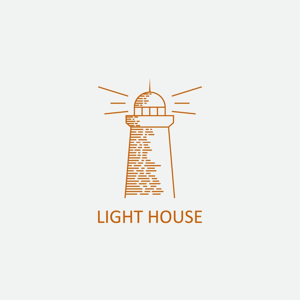 monoline style cream color lighthouse logo design vector