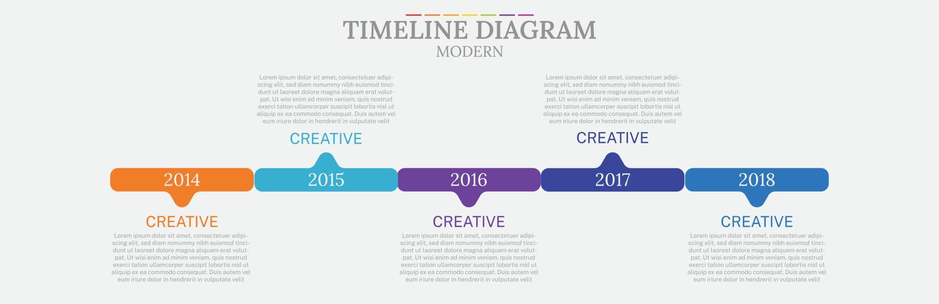 informacion gráficos tu negocio plantilla, 5 5 años hora línea diagrama moderno versión, presentación informacion gráficos. vector