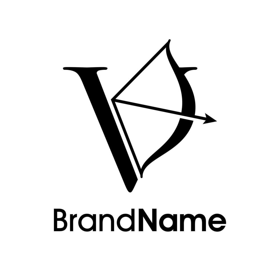 elegante inicial v flecha logo vector