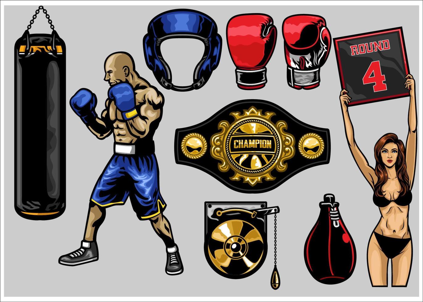 set of boxing vector