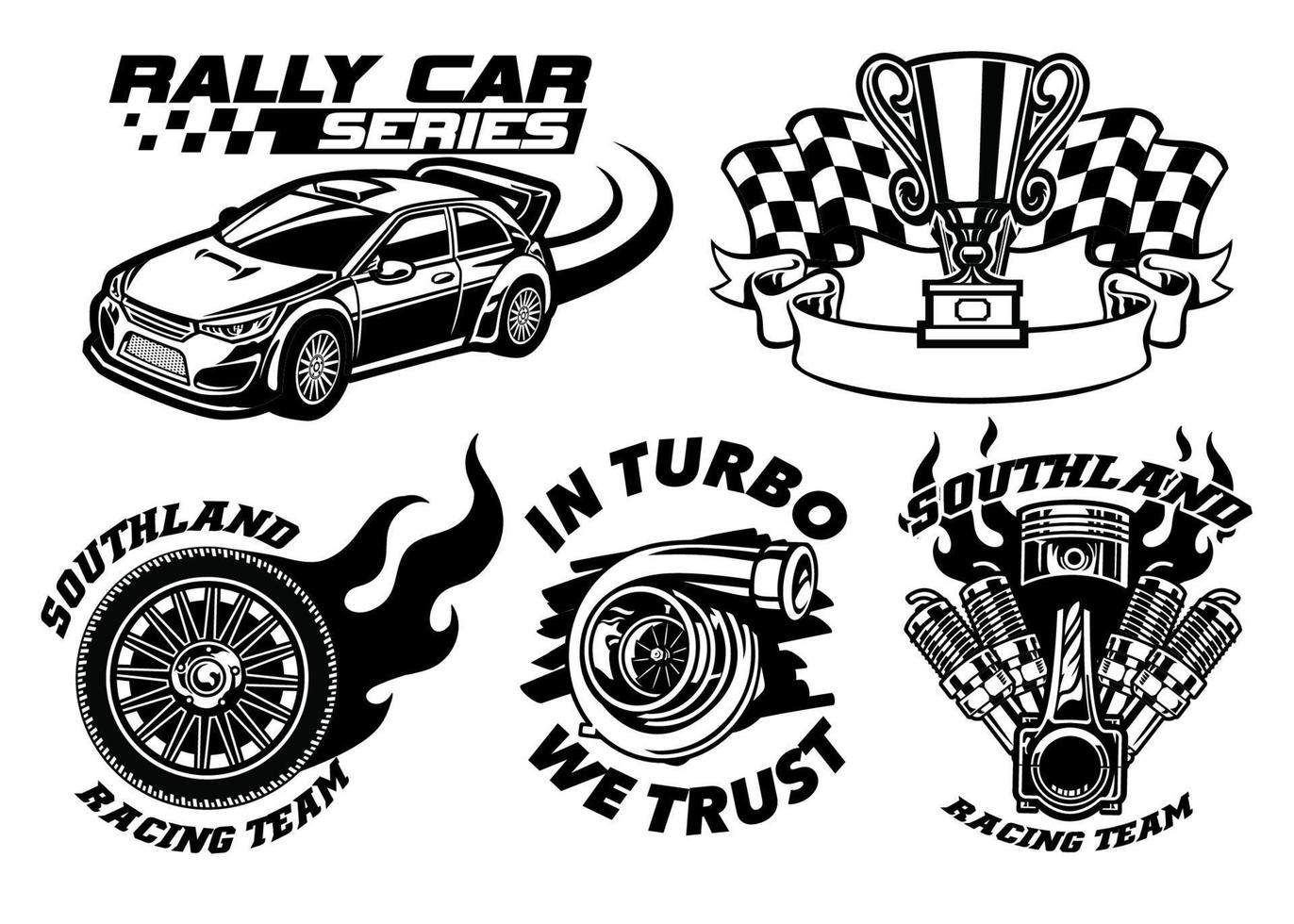 Racing badge design set vector