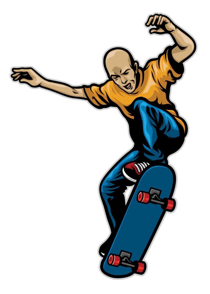 man jumping ride skateboard vector