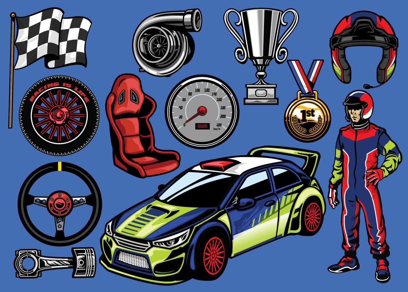 set rally car coloring vector
