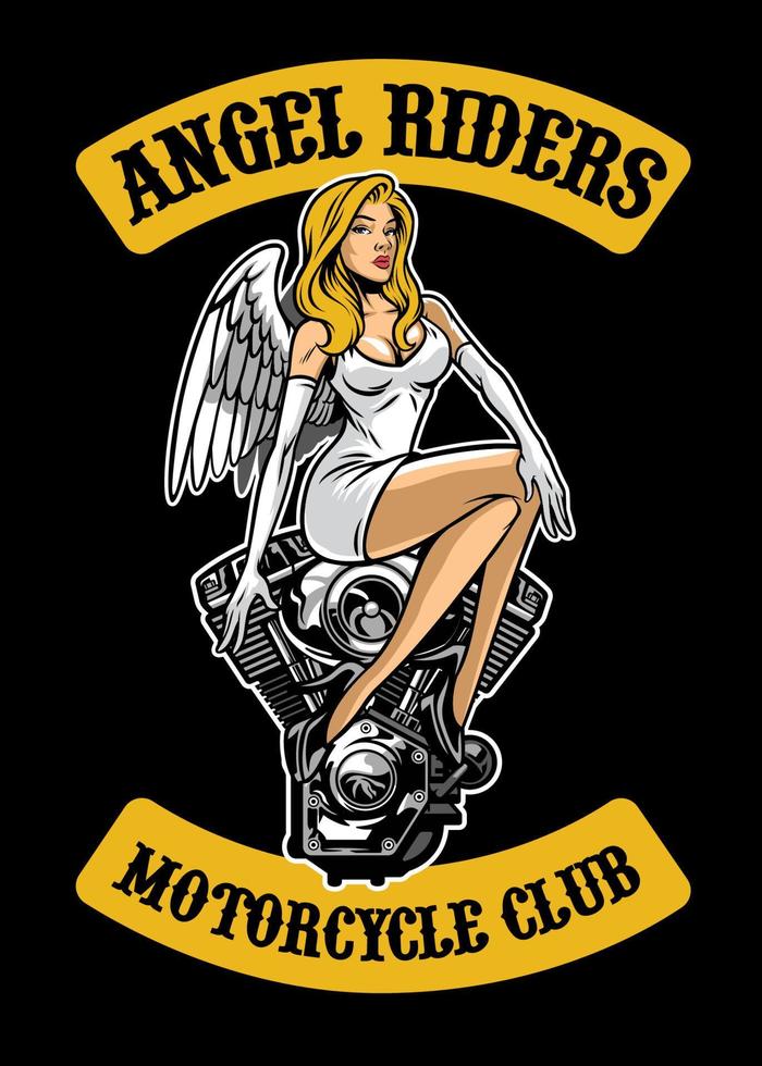 sexy ángel y motocicleta motor vector