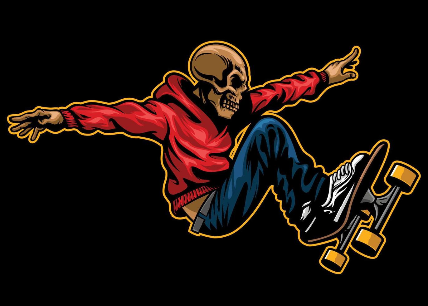skull riding skateboard vector