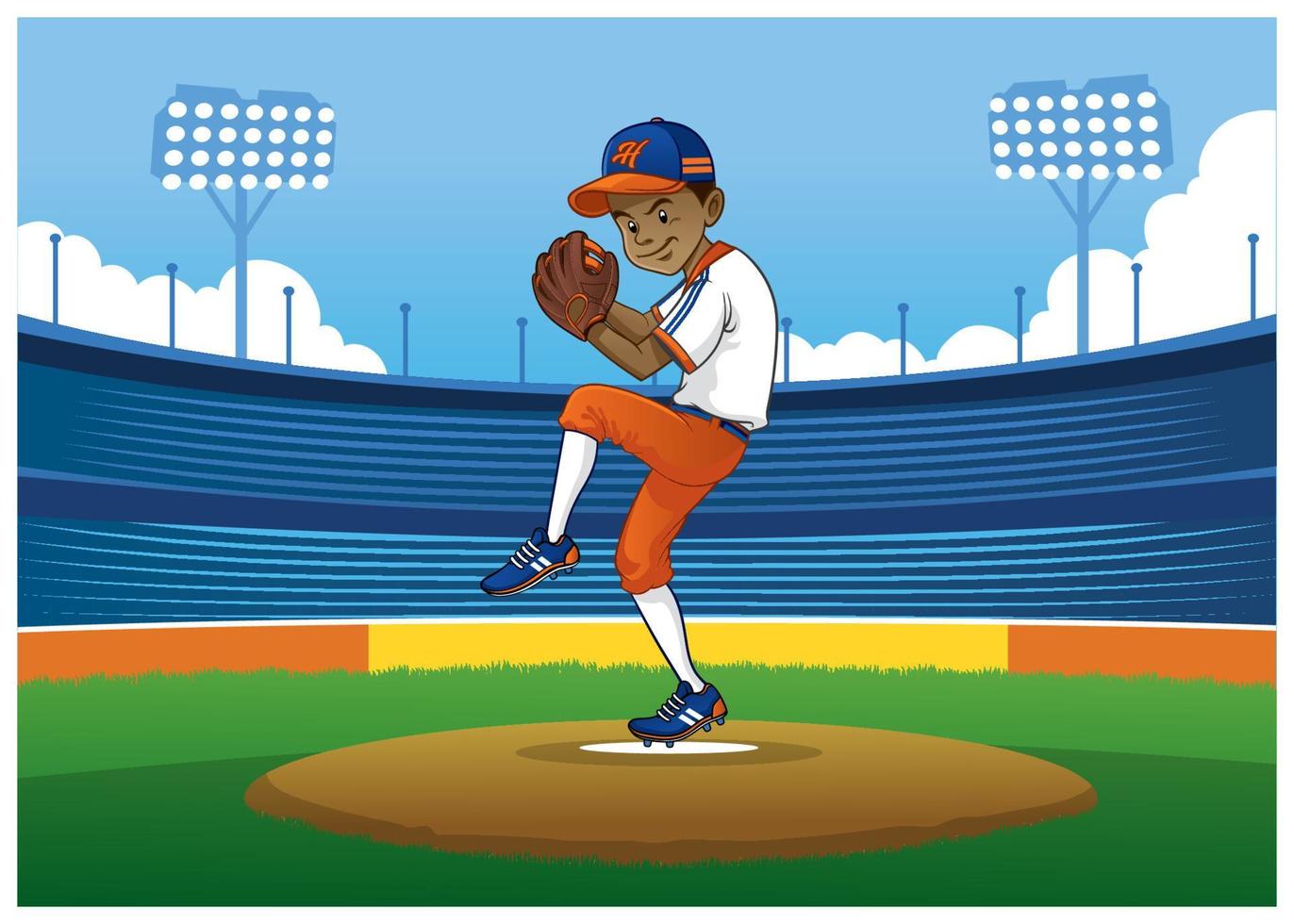 baseball pitcher ready to throwing the ball vector