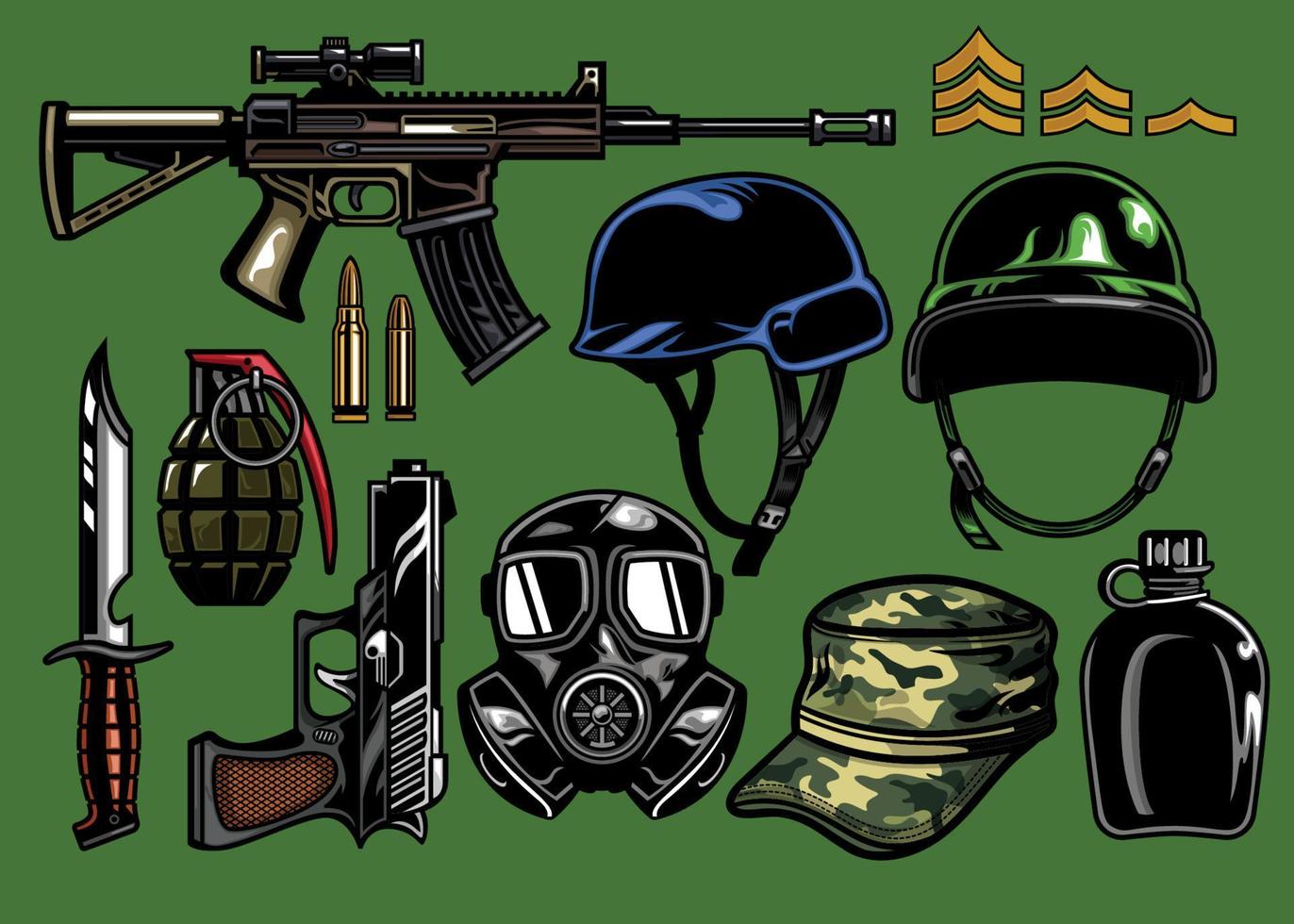 set of military object vector