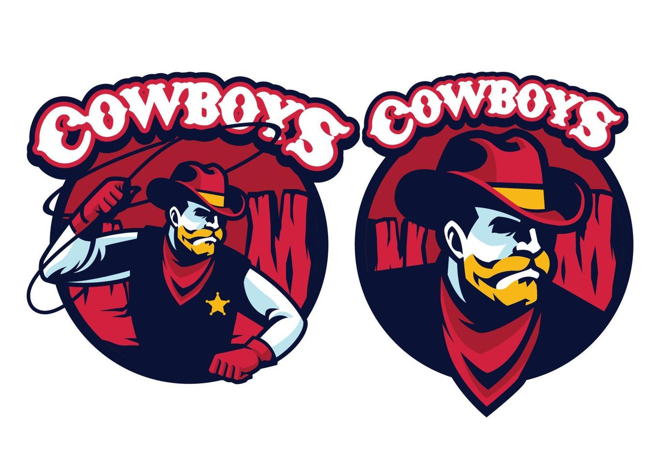 sheriff mascot with lasso vector