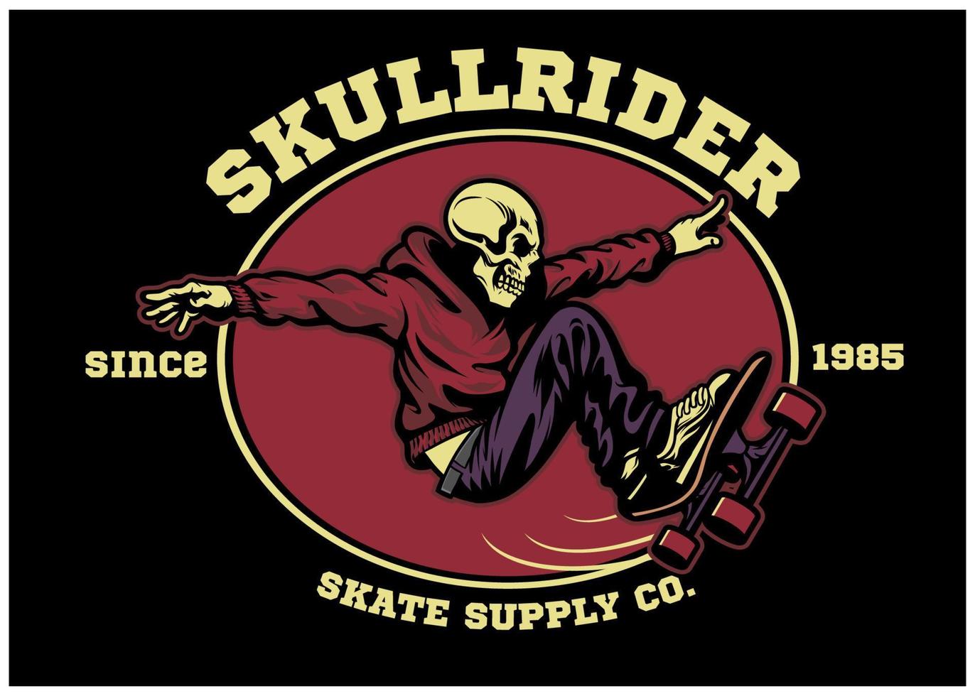 skull skateboarder badge vector