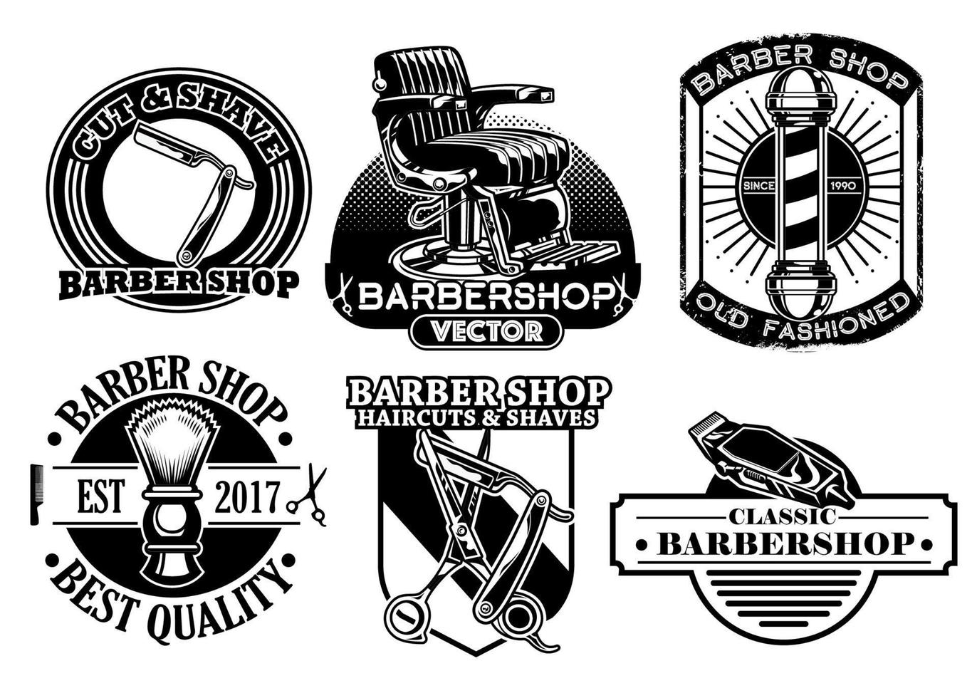 barbería Insignia diseño conjunto vector