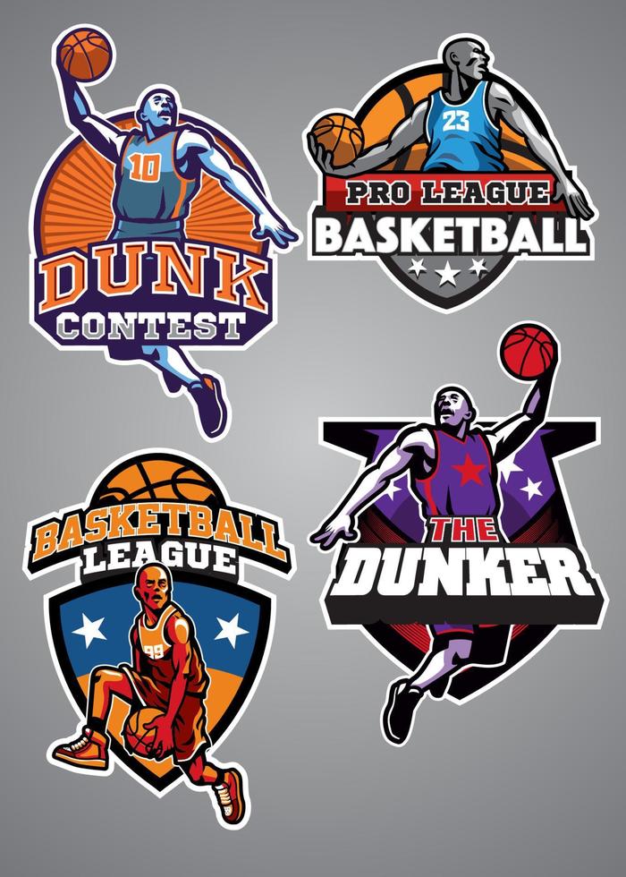 baloncesto Insignia diseño colección vector