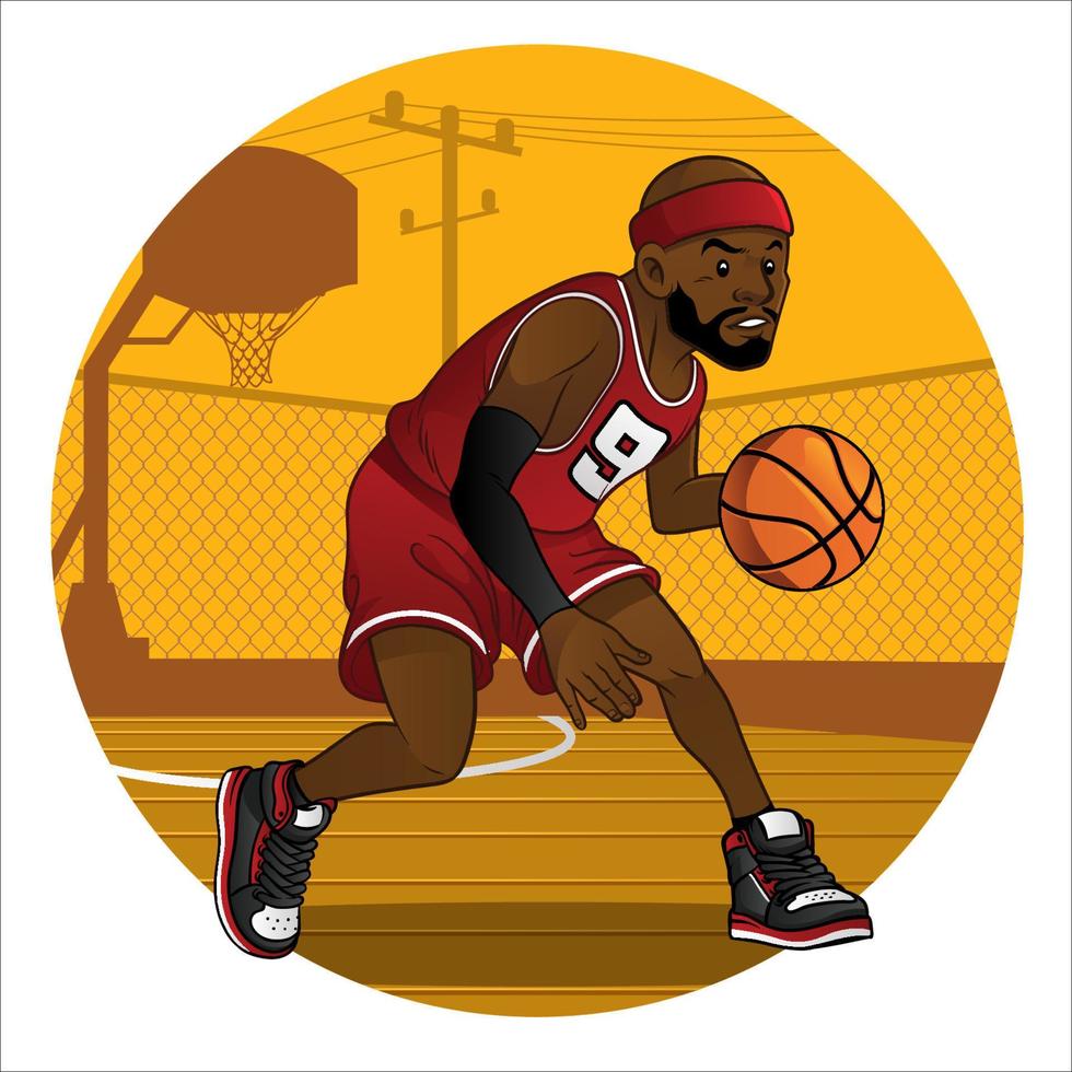 basketball player dribbling the ball vector