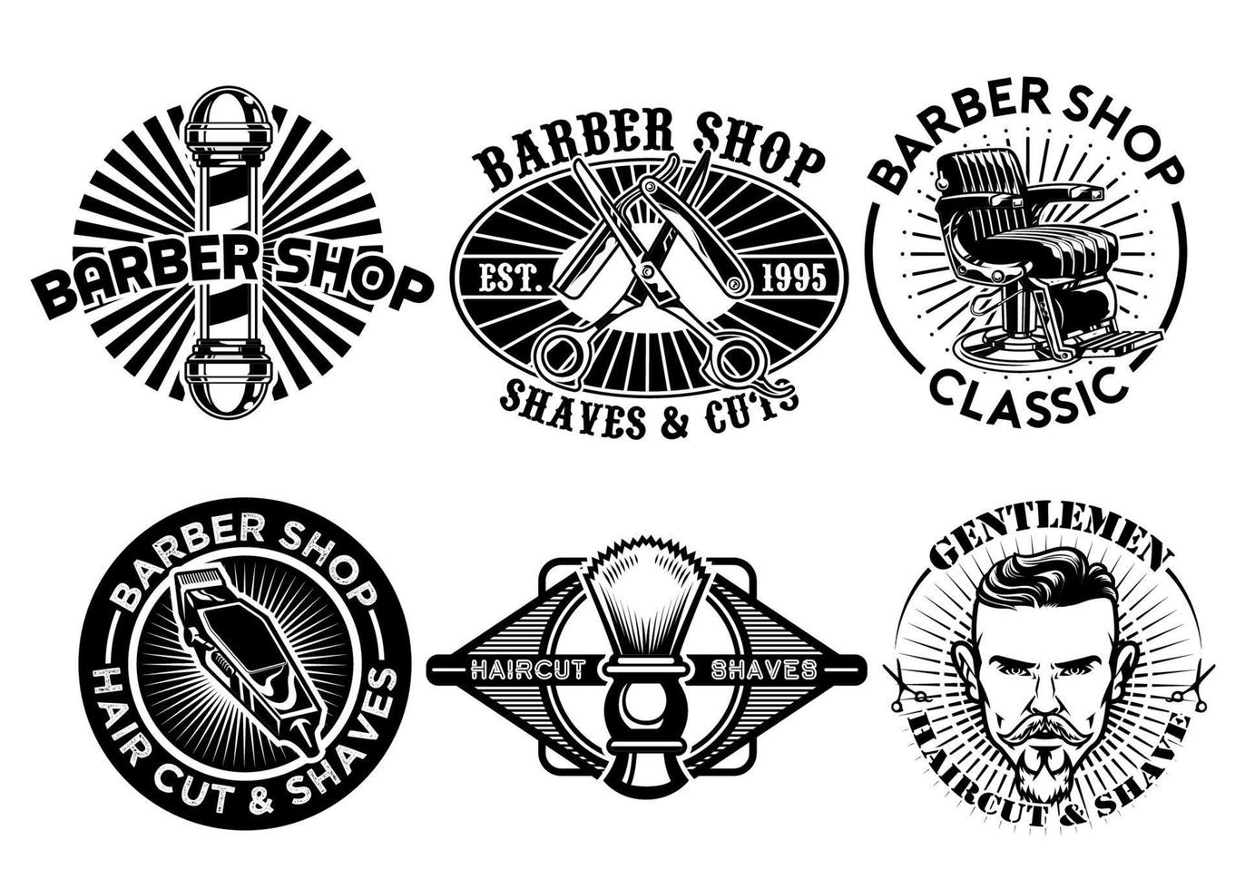 Barbershop concept badge design set vector