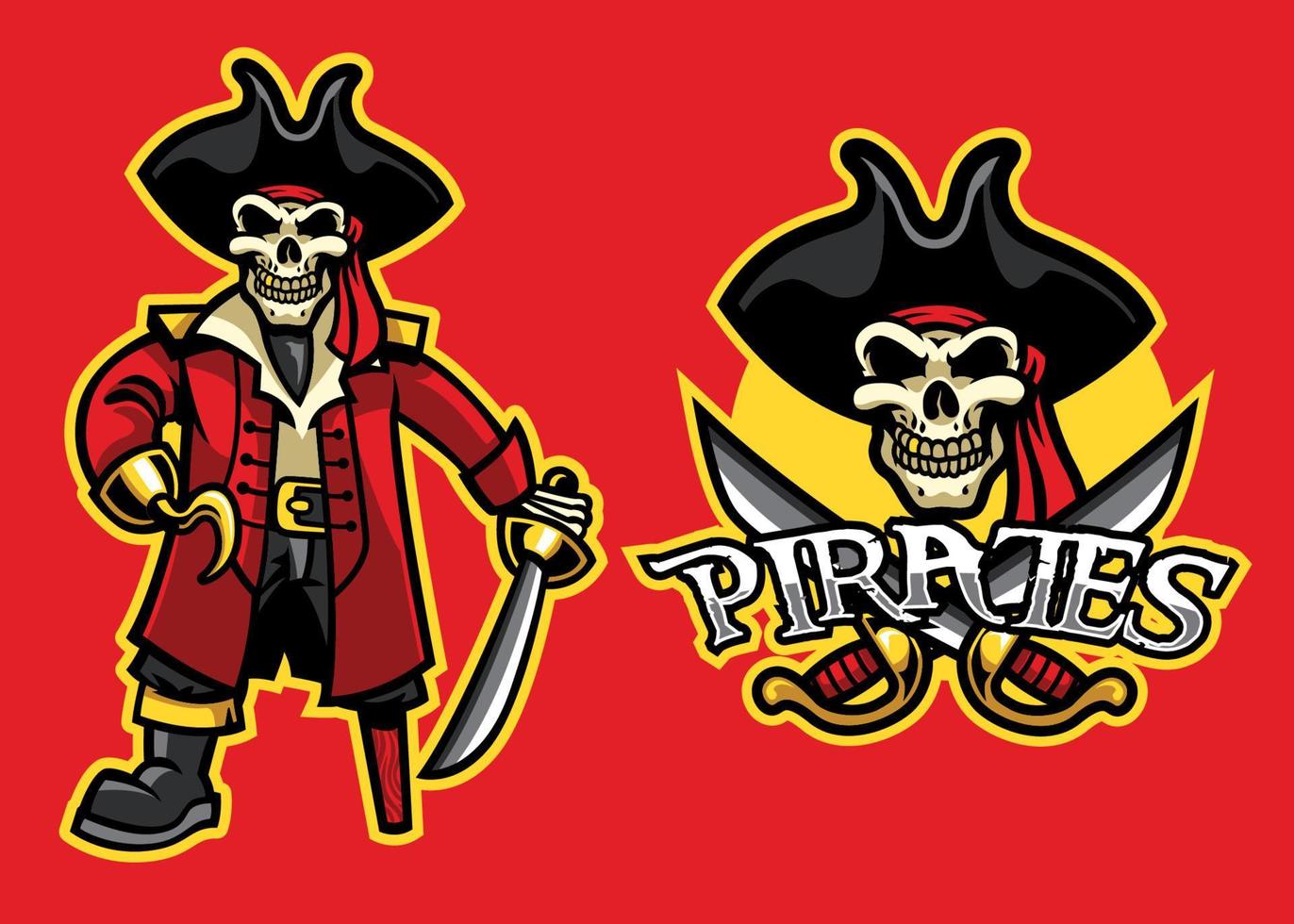 pirate skull mascot in set vector