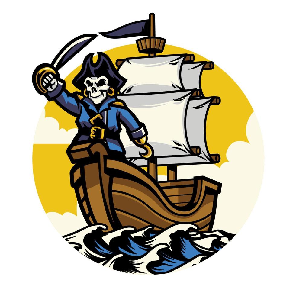 pirata Embarcacion con pirata cráneo vector
