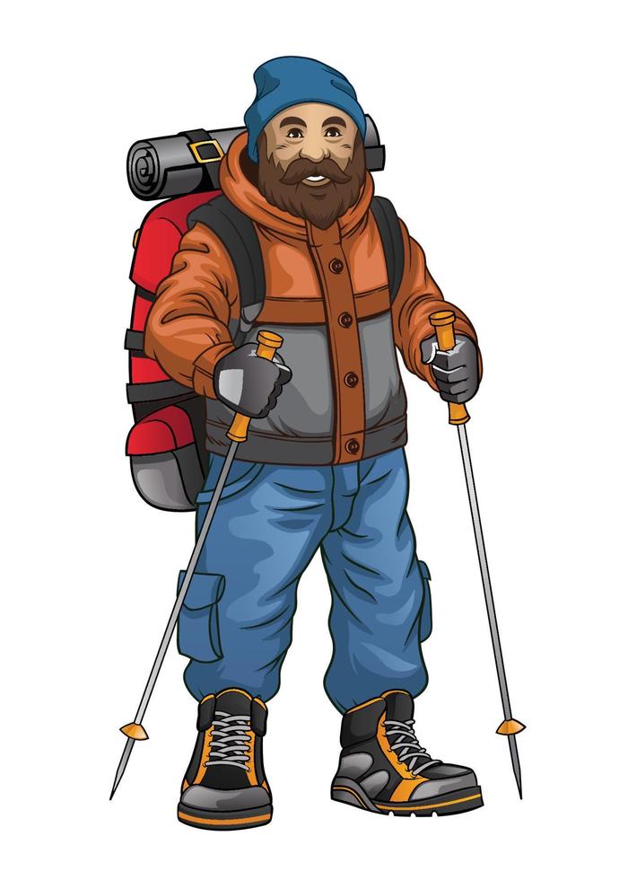 old man hiking vector