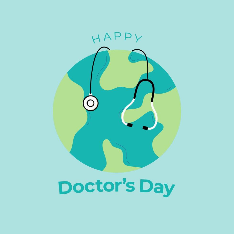 Happy Doctors Day Greeting with Globe and Stethoscope Element vector