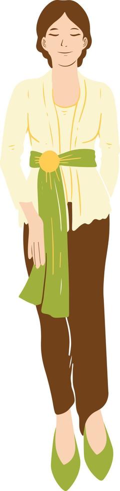 Woman in indonesian traditional dress illustration vector