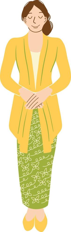 mujer en indonesio tradicional vestir ilustración vector