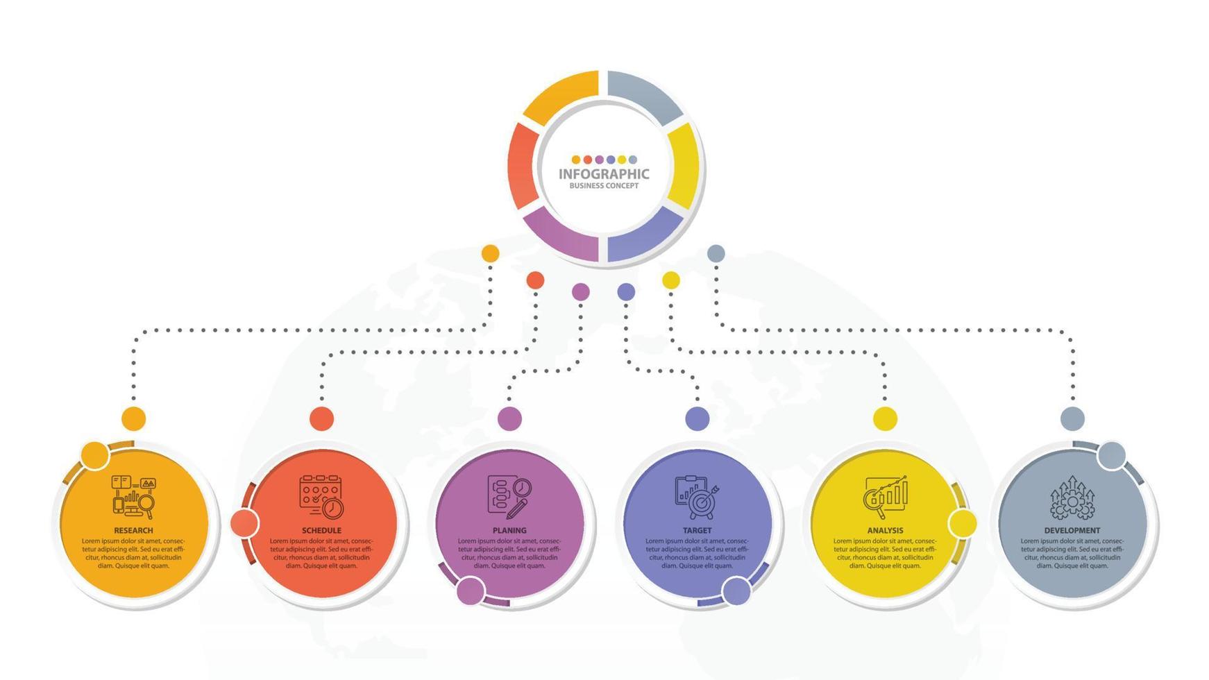 Infographic with 6 steps, process or options. vector