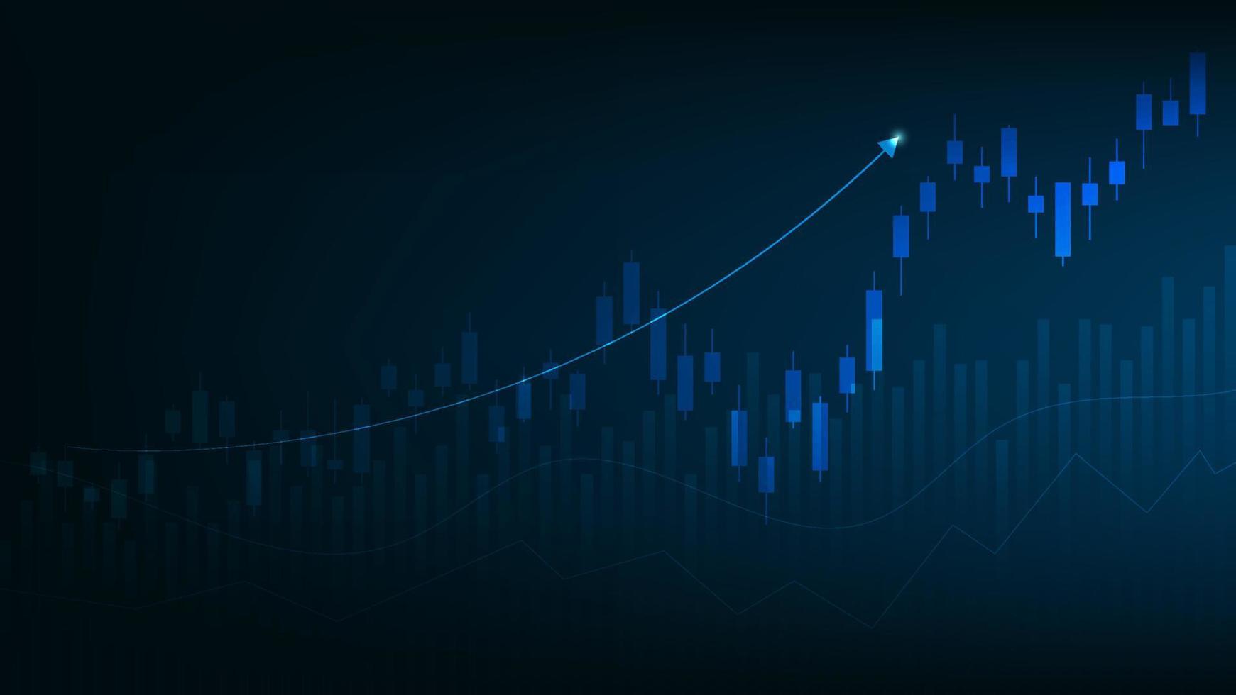 financiero negocio Estadísticas con bar grafico y candelero gráfico espectáculo valores mercado precio y eficaz ganador en oscuro azul antecedentes vector