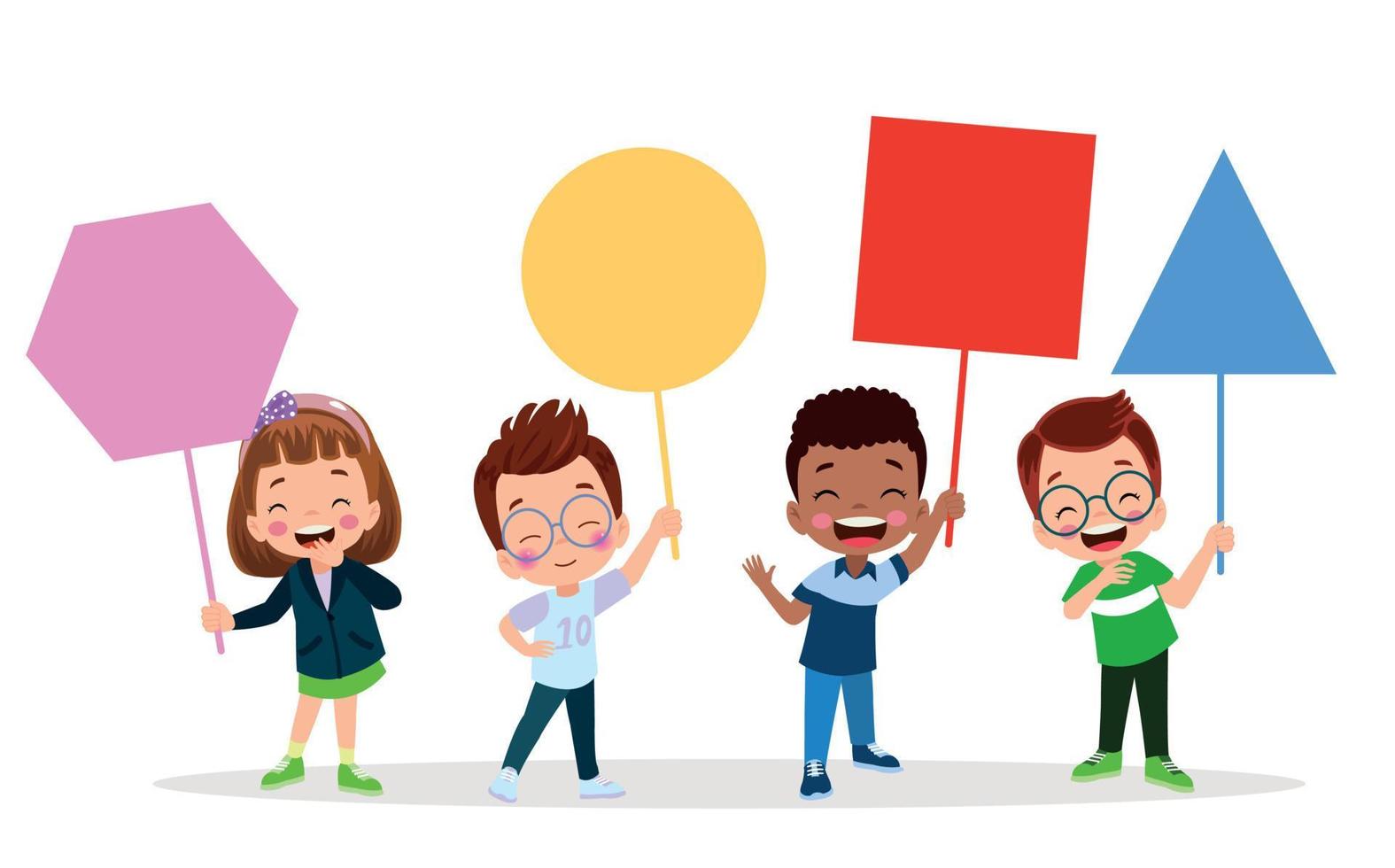 Funny Children Learning Basic Shapes vector