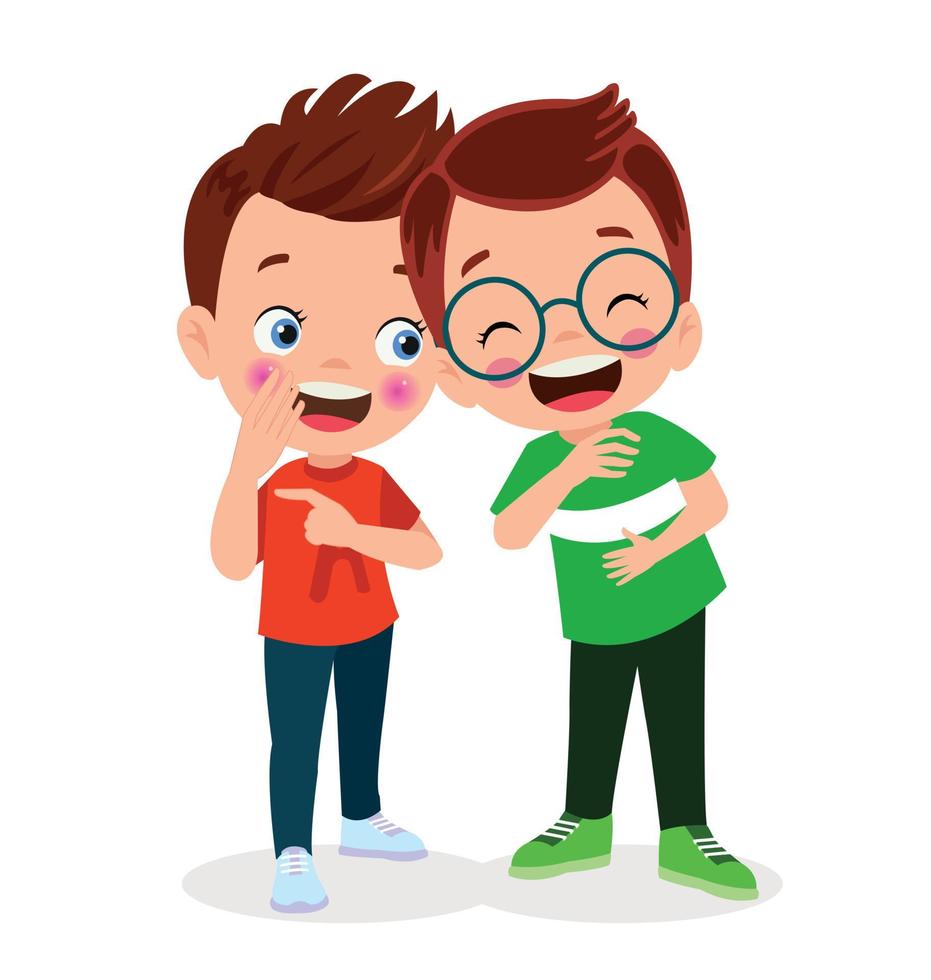 cute little boy whisper secret to friend vector
