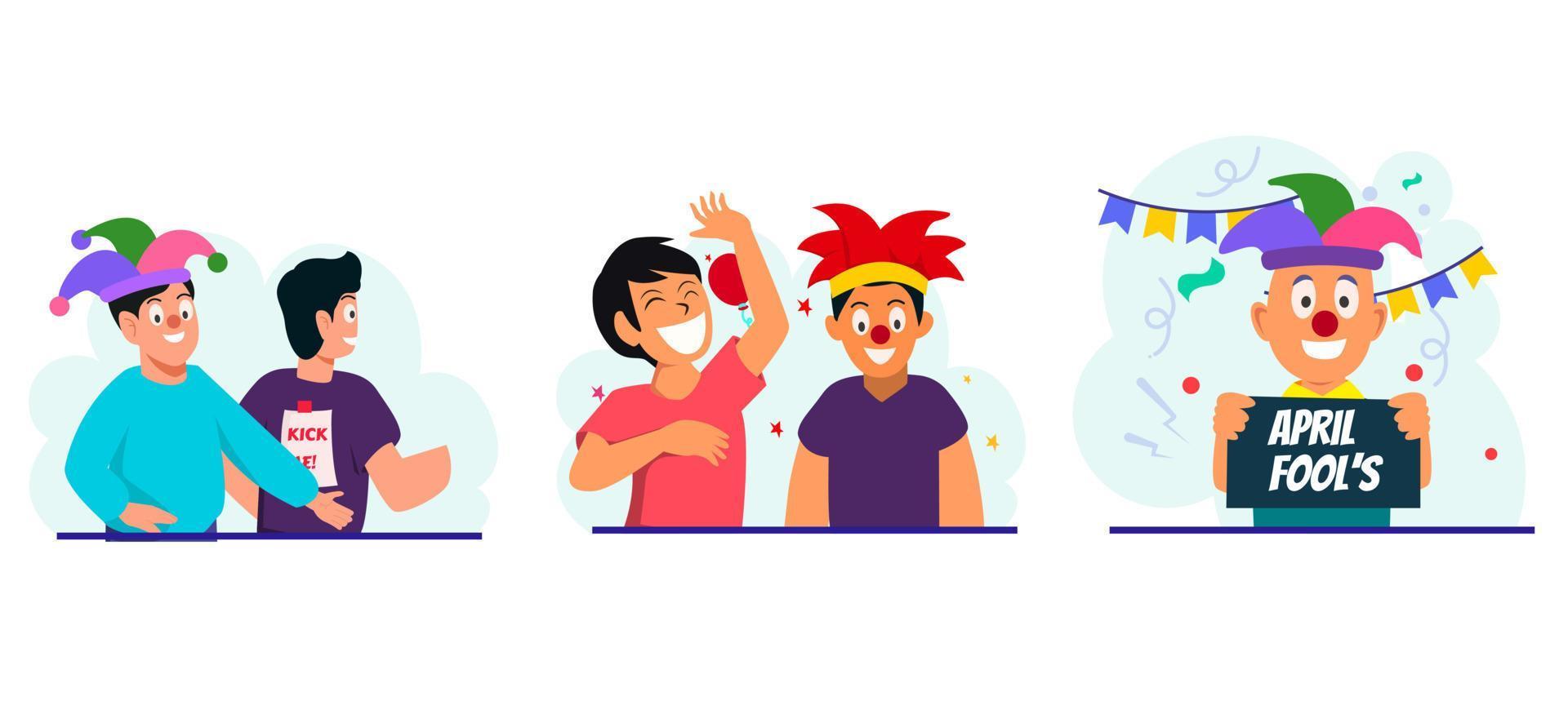 April Fools Bundle Flat Illustration vector